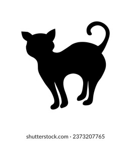 Silhouette of black cat on white background