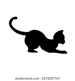 Silhouette of black cat on white background