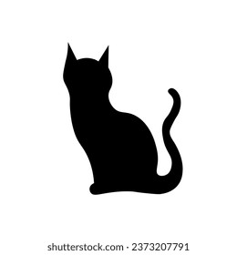 Silhouette of black cat on white background
