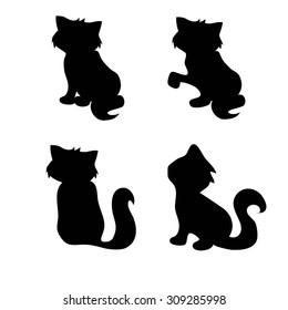 Silhouette of a black cat on a white background
