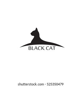 Silhouette black cat profile. Vector logo template animal.