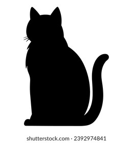 A silhouette of a black cat, Scary Cat Vector isolated on a white background