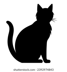 A silhouette of a black cat, Scary Cat Vector isolated on a white background