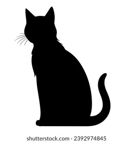 A silhouette of a black cat, Scary Cat Vector isolated on a white background