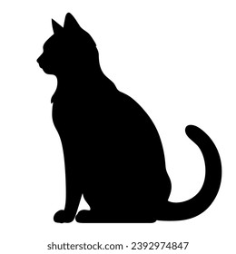 A silhouette of a black cat, Scary Cat Vector isolated on a white background