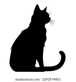 A silhouette of a black cat, Scary Cat Vector isolated on a white background