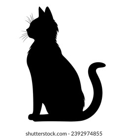 A silhouette of a black cat, Scary Cat Vector isolated on a white background