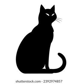 A silhouette of a black cat, Scary Cat Vector isolated on a white background