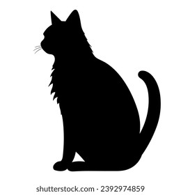 A silhouette of a black cat, Scary Cat Vector isolated on a white background