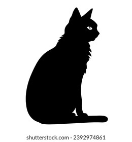 A silhouette of a black cat, Scary Cat Vector isolated on a white background