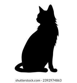 A silhouette of a black cat, Scary Cat Vector isolated on a white background