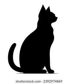 A silhouette of a black cat, Scary Cat Vector isolated on a white background