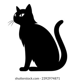 A silhouette of a black cat, Scary Cat Vector isolated on a white background