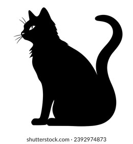 A silhouette of a black cat, Scary Cat Vector isolated on a white background