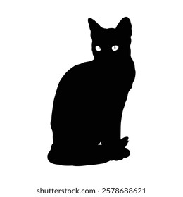 Silhouette of a Black Cat Sitting. Cat silhouette, Cat vector, Cat icon.
