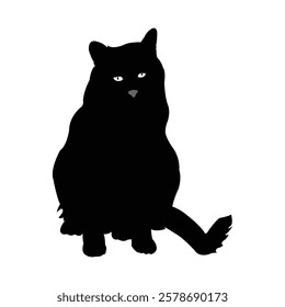 Silhouette of a black cat sitting. Cat vector, Cat silhouette, Cat icon.
