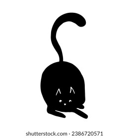 Silhouette einer schwarzen Katze. Vektorgrafiken.