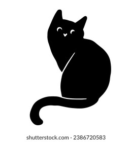 Silhouette of a black cat. Vector graphics.