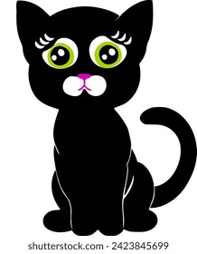 Silhouette of a black cat. Vector illustration