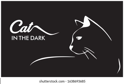 silhouette of a black cat in black and white method