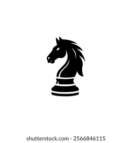 silhouette Black Chess Horse Knight Stallion Statue Sculpture logo design