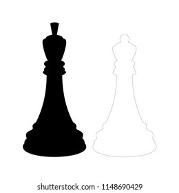 Silhouette of black chess king and a white chess queen. Isolated on white background.