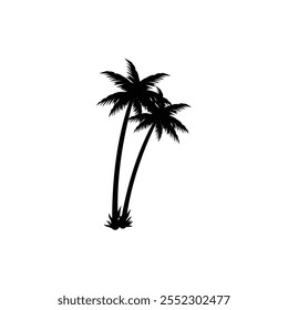 Silueta de un tronco de coco negro. Ilustración de elemento de diseño de un tronco de coco que simboliza el clima tropical. Diseño de ilustración con tema ambiental y de la naturaleza