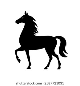 Silhouette of black color horse vector illustration.