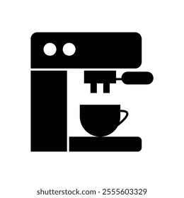 silhouette black colour fill coffee maker machine icon design