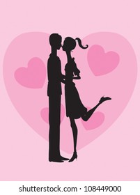 Silhouette Black Couple Embracing