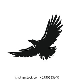 Silhouette Black Eagle Flying In The Sky. Free vector eagle icon design. Animal vector Illustration flat logo design Isolated on white background. Editable vector black bird silhouette clipart symbol.
