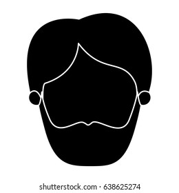 silhouette black faceless front view man with beard vector illustration