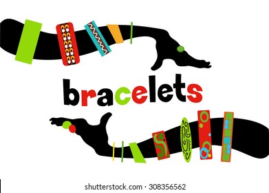 Silhouette black female hands colorful bracelets