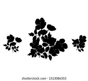 Silhouette of black flowers for design. Vector illustration.