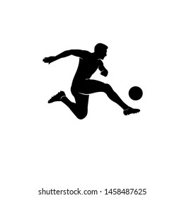 silhouette black football man male kick soccer ball with jump