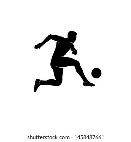 silhouette black football man male kick soccer ball with jump
