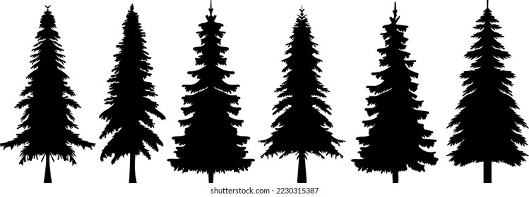 silhouette black forest set design vector