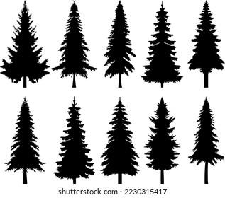 silhouette black forest set design vector isolated