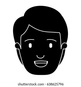 silhouette black front view face man with hairstyle vector illustration