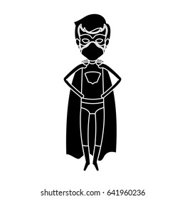 silhouette black full body superhero male with hands on waist vector illustration