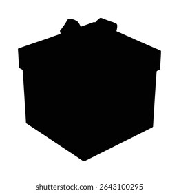 Silhouette of a black gift box with decorative ribbon for celebration or special occasion