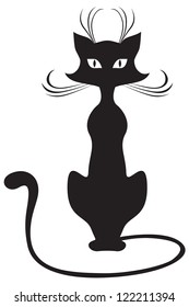 The silhouette of black graceful cats