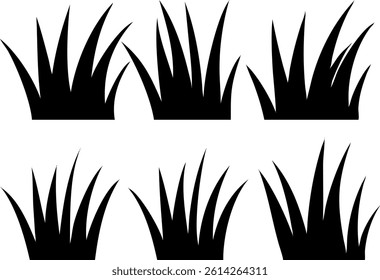 Silhouette black Grass icon set design vector art illustration.