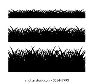 silhouette black grass vector set with white background