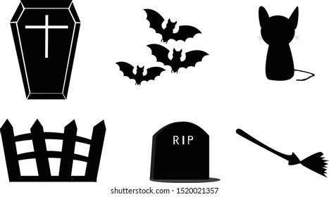 Silhouette Black Halloween Collection Vector Illustration
