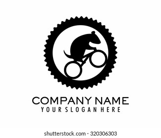 silhouette black hamster rat mouse cyclists gear logo image icon