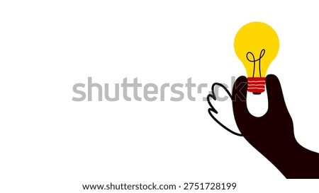 silhouette of a black hand grasping a bright yellow bulb with rays