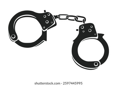 Silhouette black handcuffs chain illustration art. Jail, prison, criminal element isolated from background