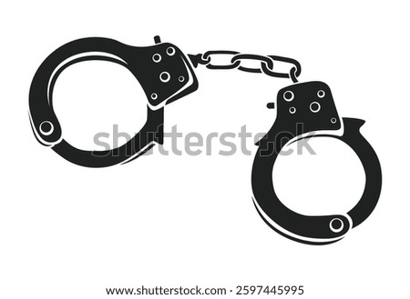 Silhouette black handcuffs chain illustration art. Jail, prison, criminal element isolated from background