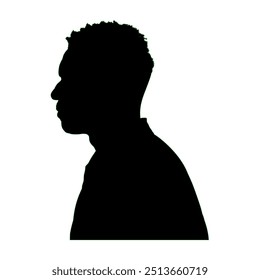 Silhouette of black handsome young man, side view, vector illustration